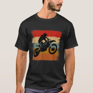 Motocross Vintage Dirt Bike Retro Stripes T-Shirt