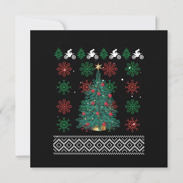 Motocross Xmas Tree Ugly Christmas Motorcycle Gift Invitation (Front)