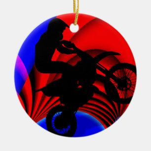Motocrossing Going Loopy Ceramic Ornament