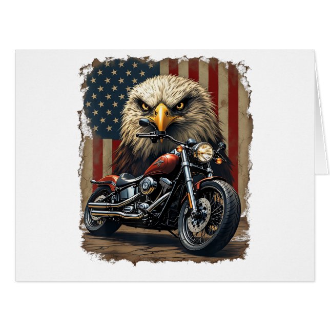 Motocyclette Drapeau USA Rétro Biker Chopper (Devant horizontal)