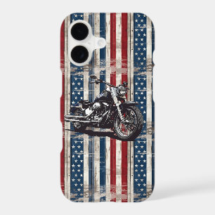 Motocyclette patriotique avec drapeau en bois