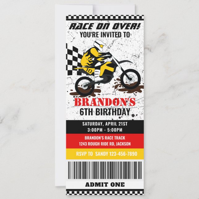 Motocyclette, saleté vélo anniversaire invitation (Devant)