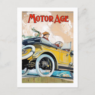 Motor Age Couple Car Retro Vintage Style Postcard