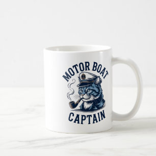 Motor Boat Captain Cat Shirt Funny Fishing Pontoon Coffee Mug