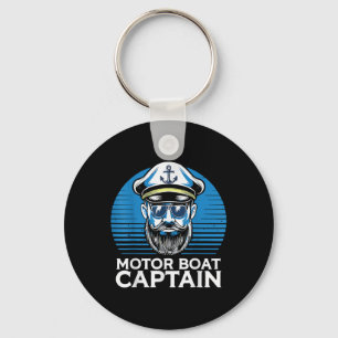 Motor Boat Captain Cool Nautical Retro Sailor Ocea Keychain