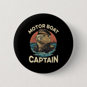 Motor Boat Captain Funny Capybara Mariner 2 Inch Round Button