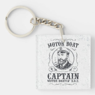 Motor Boat Captain Funny Pontoon Boating Keychain