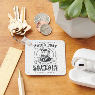 Motor Boat Captain Funny Pontoon Boating Keychain