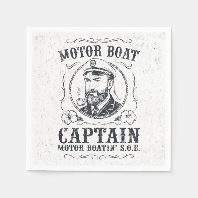 Motor Boat Captain Funny Pontoon Boating Napkin (Front)