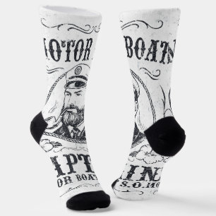 Motor Boat Captain Funny Pontoon Boating Socks