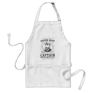 Motor Boat Captain Funny Pontoon Boating Standard Apron