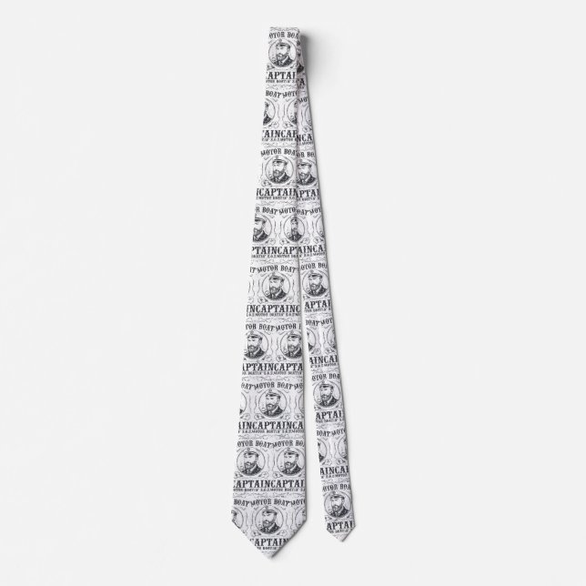 Motor Boat Captain Funny Pontoon Boating Tie (Front)