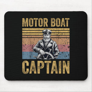 Motor Boat Captain Funny Pontoon Motor Boating Men Mouse Pad