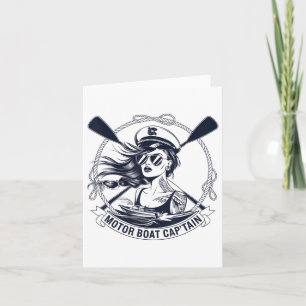 Motor Boat Captain Men Women Chummy Pontoon Boatin Card
