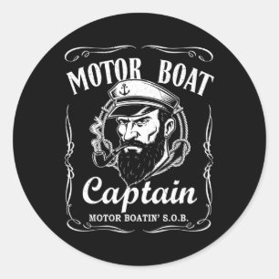 Motor Boat Captain Pontoon Motor Boatin' Nautical Classic Round Sticker