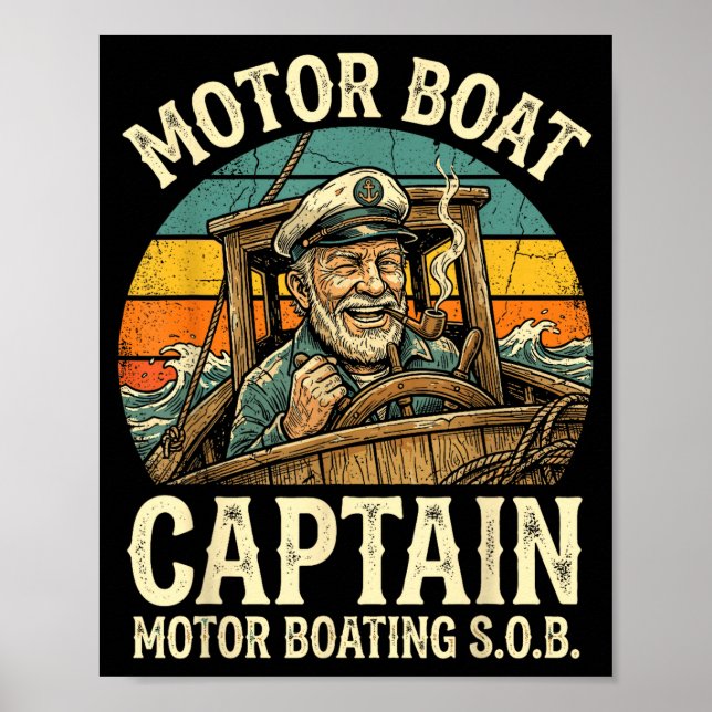 Motor boat captain  poster (Front)