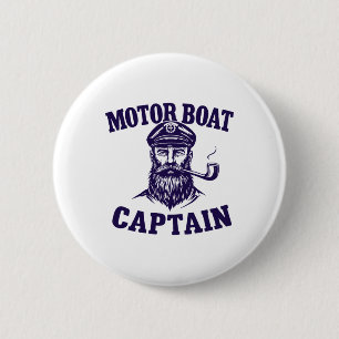 Motor Boat Captain Tee Funny Boating Outfit Sailin 2 Inch Round Button