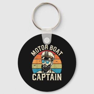 Motor Boat Captain Vintage Nautical Ocean Adventur Keychain