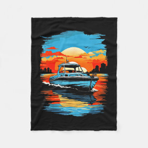 Motor boat yacht cruise summer boating fleece blanket