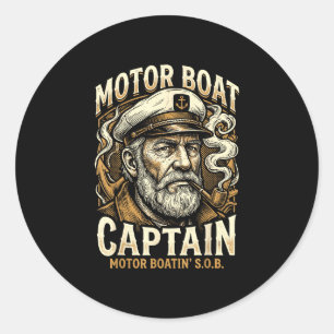 Motor boatin sob motor boat captain pontoon lake classic round sticker