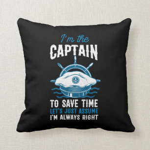 Motor Boating I'm The Captain Hat Throw Pillow