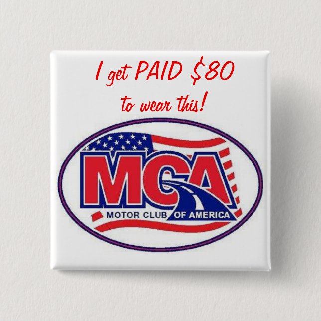 MOTOR CLUB AMERICA - MCA  40for80.com 2 Inch Square Button (Front)