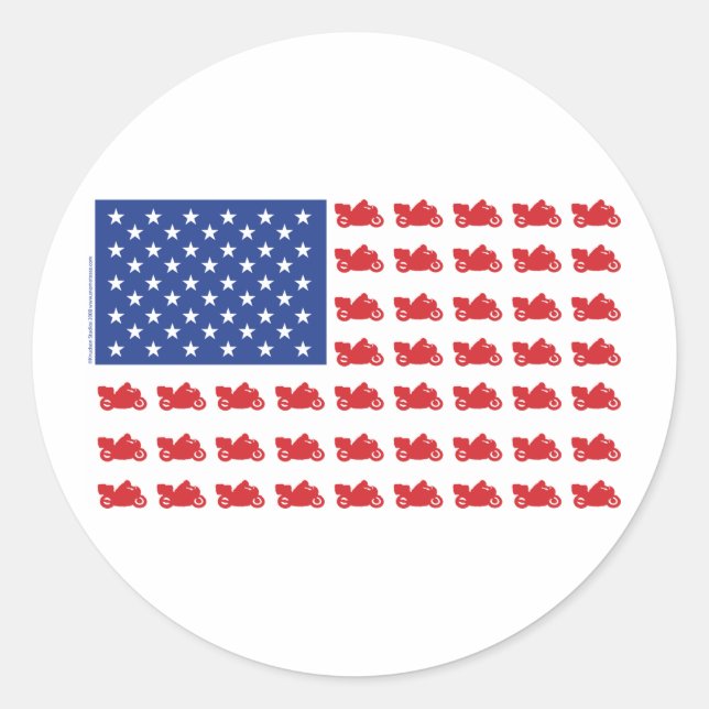 Motor-Cycle-Flag-Cruiser Classic Round Sticker (Front)
