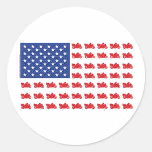 Motor-Cycle-Flag-Cruiser Classic Round Sticker
