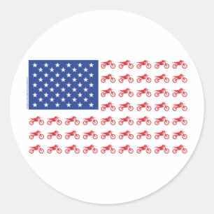 Motor-Cycle-Flag-Moto-Cross Classic Round Sticker
