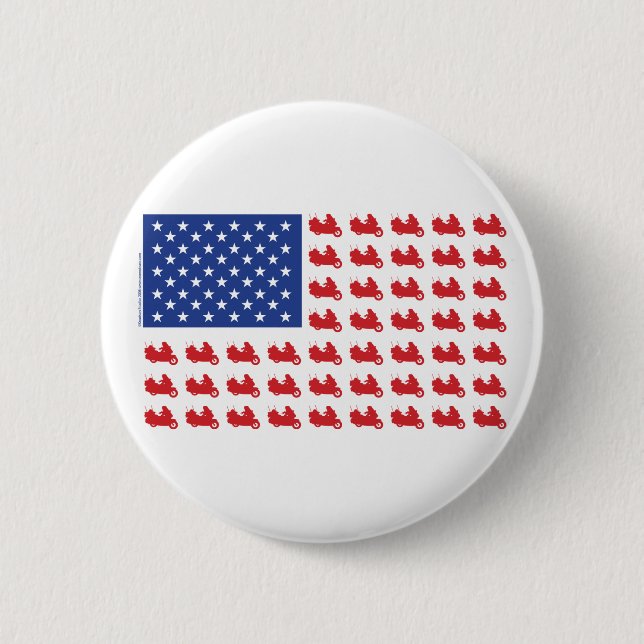 Motor-Cycle-Flag-WING 2 Inch Round Button (Front)