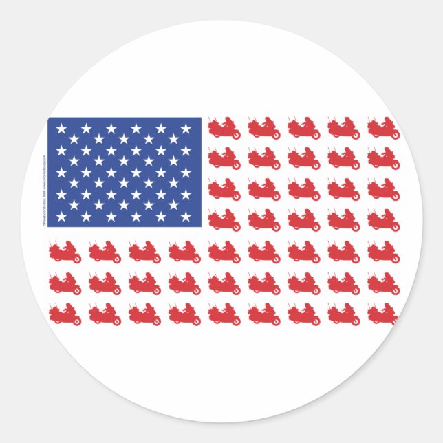 Motor-Cycle-Flag-WING Classic Round Sticker (Front)
