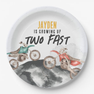 Motor Dirt Bike Two Fast 2nd birthday party Paper Plate