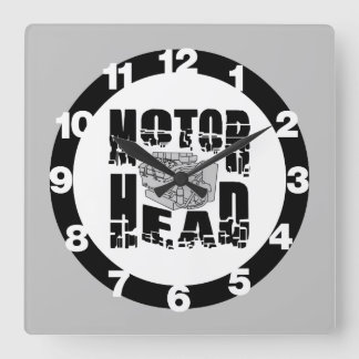 Motor Head Engine Square Wall Clock
