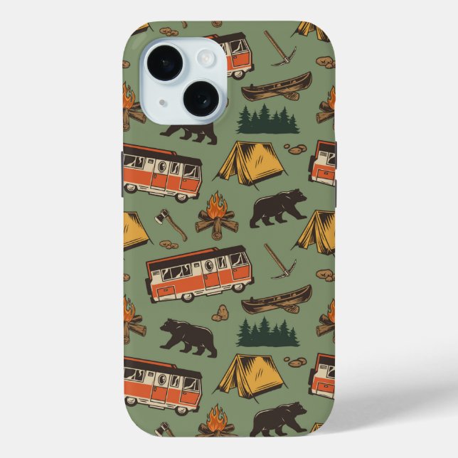 Motor Home Camp Adventures Pattern Case-Mate iPhone Case (Back)
