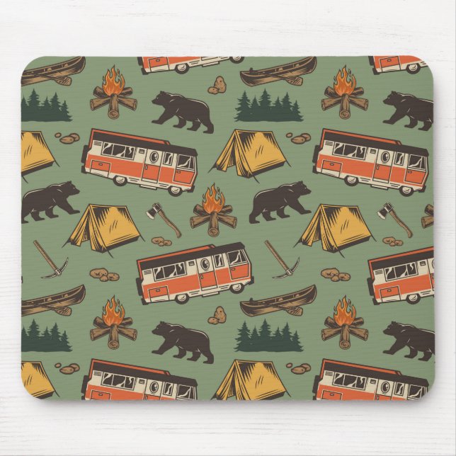 Motor Home Camp Adventures Pattern Mouse Pad (Front)