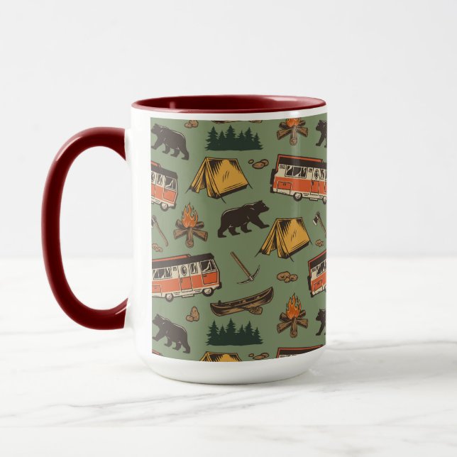 Motor Home Camp Adventures Pattern Mug (Left)