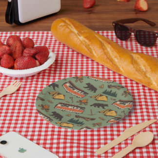 Motor Home Camp Adventures Pattern Paper Plate