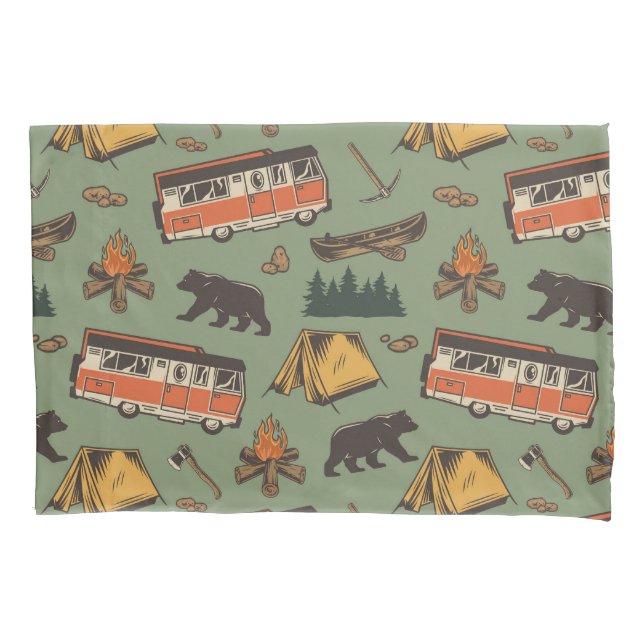 Motor Home Camp Adventures Pattern Pillowcase (Front-Left)