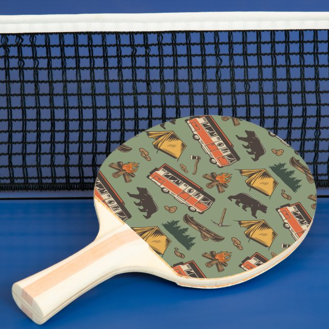 Motor Home Camp Adventures Pattern Ping Pong Paddle (Insitu)