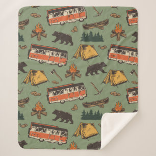 Motor Home Camp Adventures Pattern Sherpa Blanket