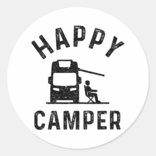 Motor-home Rv Stuff Men Happy Camper Classic Round Sticker