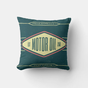 Motor Oil Retro Label Designer Accent Pillows