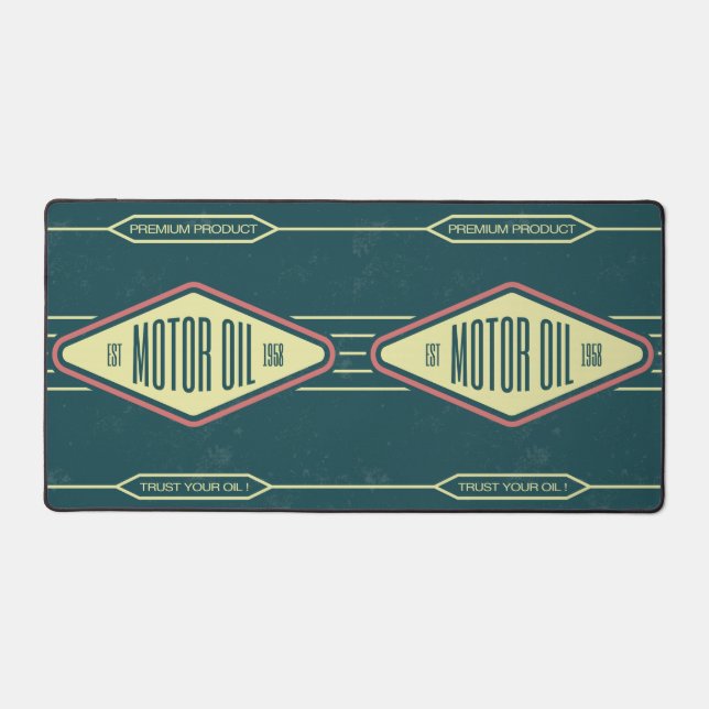 Motor Oil Retro Label Designer Desk Mat (Front)