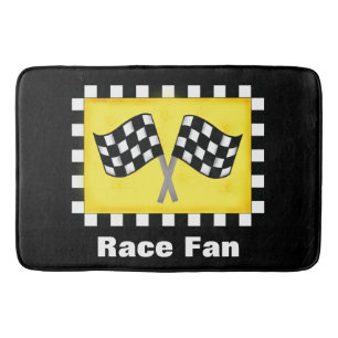 Motor Racing Black White Chequered Flag Custom Bath Mat
