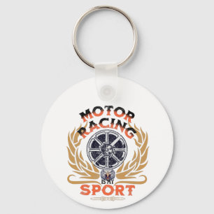 Motor Racing is My Sport, Vintage Racing Retro Keychain