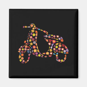 Motor Scooter Flower Pattern Magnet