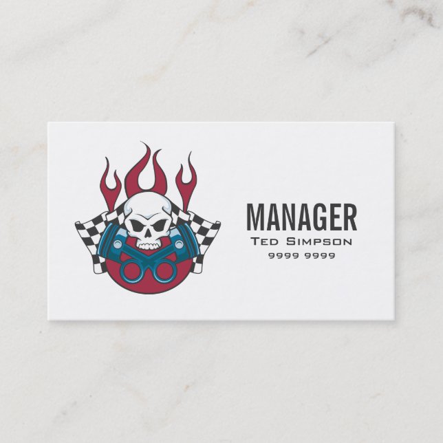 Motor Sports Car Racing Team Manager Business Card (Front)