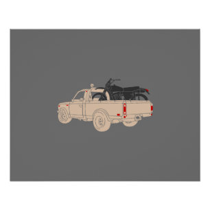 motor trail on the back of an open truck poster