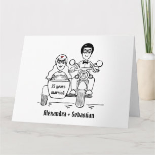Motorbike and Sidecar Wedding Anniversary Card