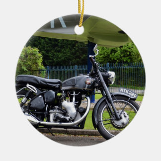 Motorbike And Spitfire Ceramic Ornament